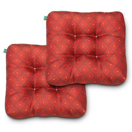 DUCK COVERS Indoor/Outdoor Seat Cushions, Ruby Mosaic, PK2 DCRBCH19195-2PK